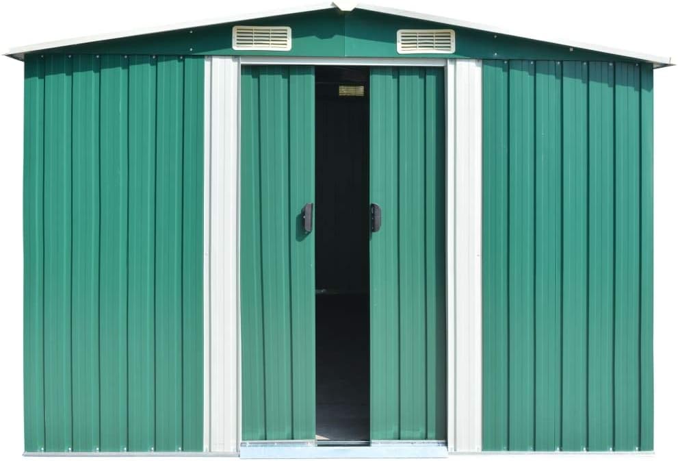ShGaxin Abri de jardin extérieur en métal vert 257 x 392 x 181 cm