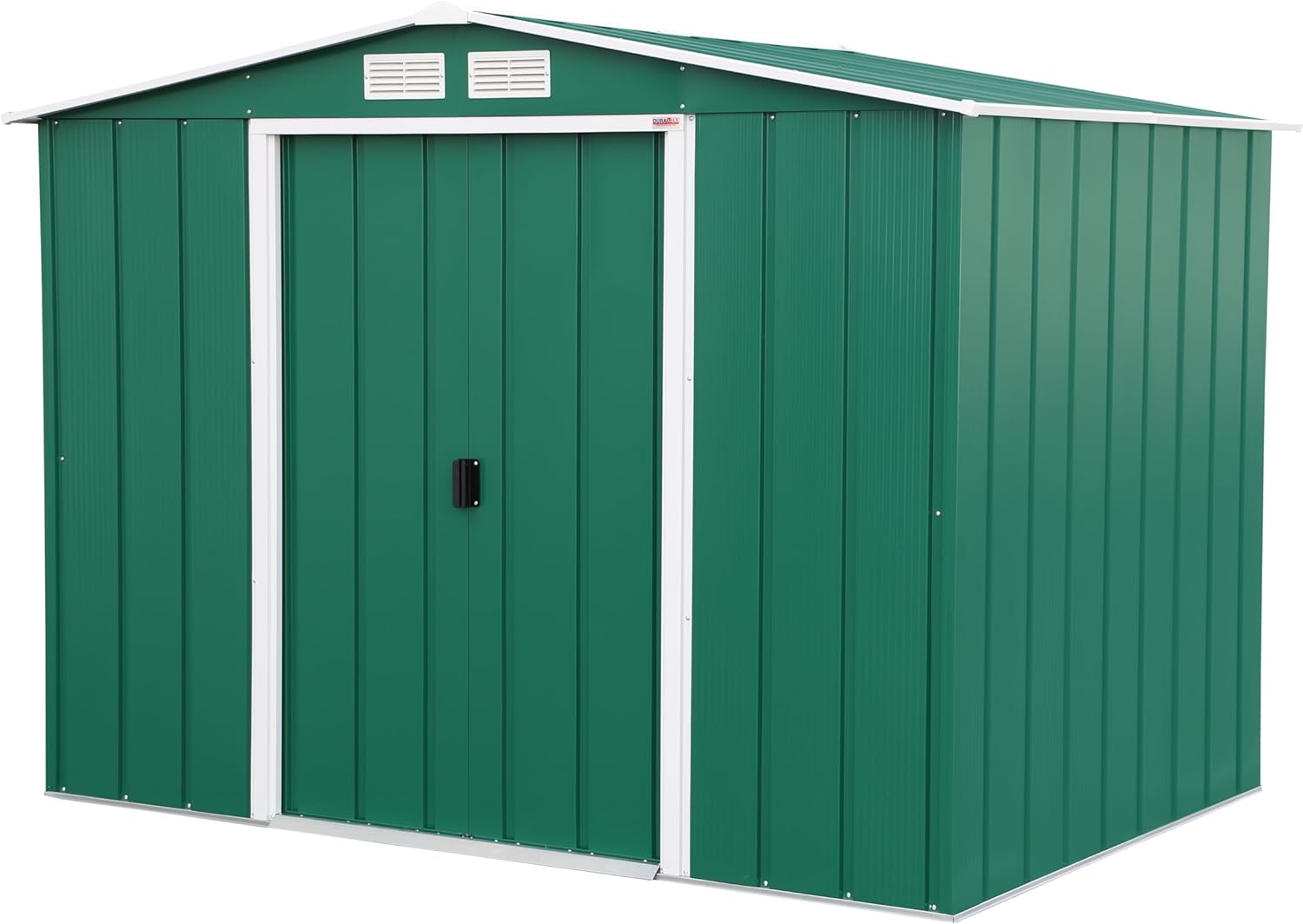 Duramax Abri de Jardin en Métal, Vert, 4.37 m², Abri de Stockage d'Outils, Toit Renforcé, Étanche et Sans Entretien