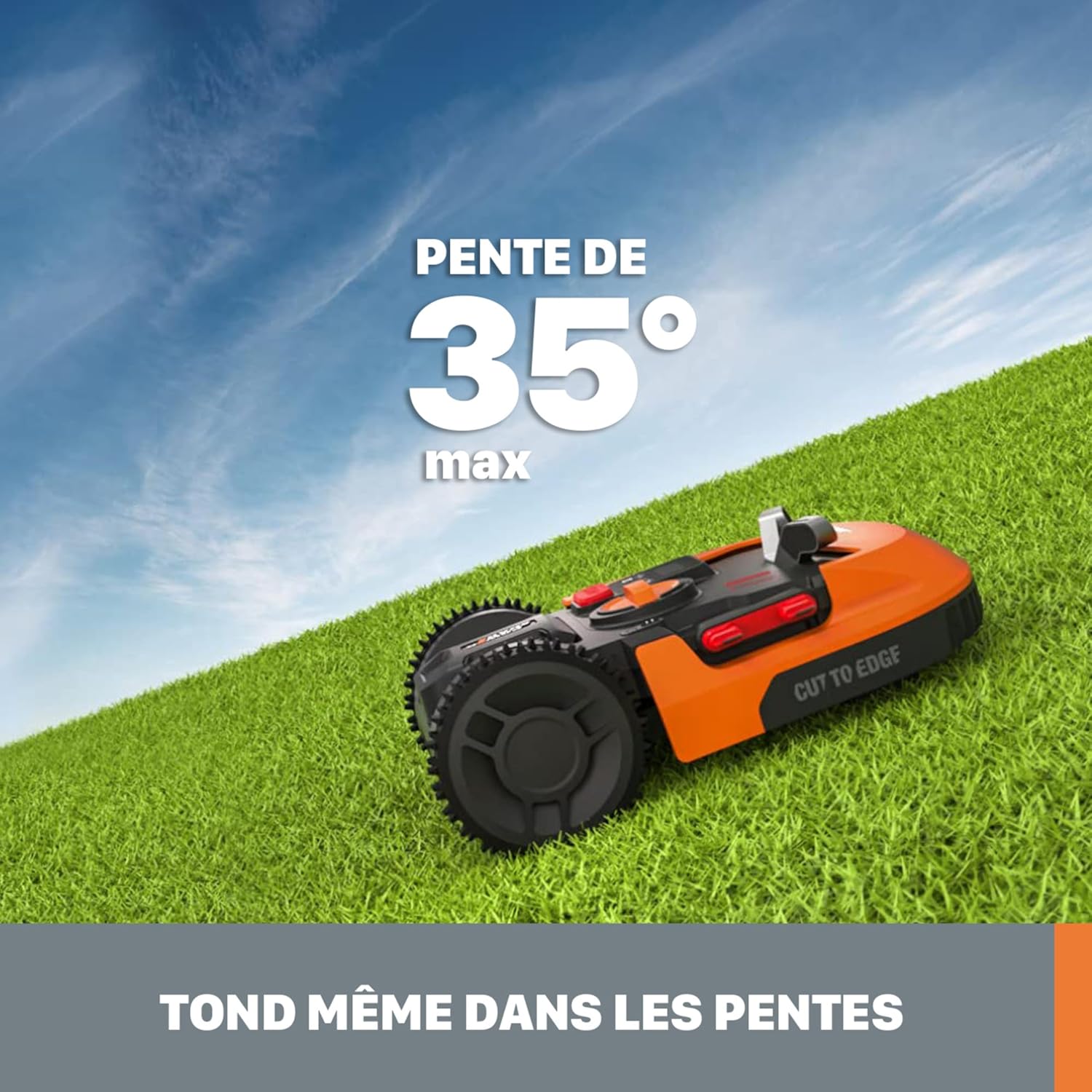 WORX - Landroid Plus (série WR147E.1) - 1000m² - robot tondeuse connecté, pente 35%, coupe bordures, détecteur pluie WR1