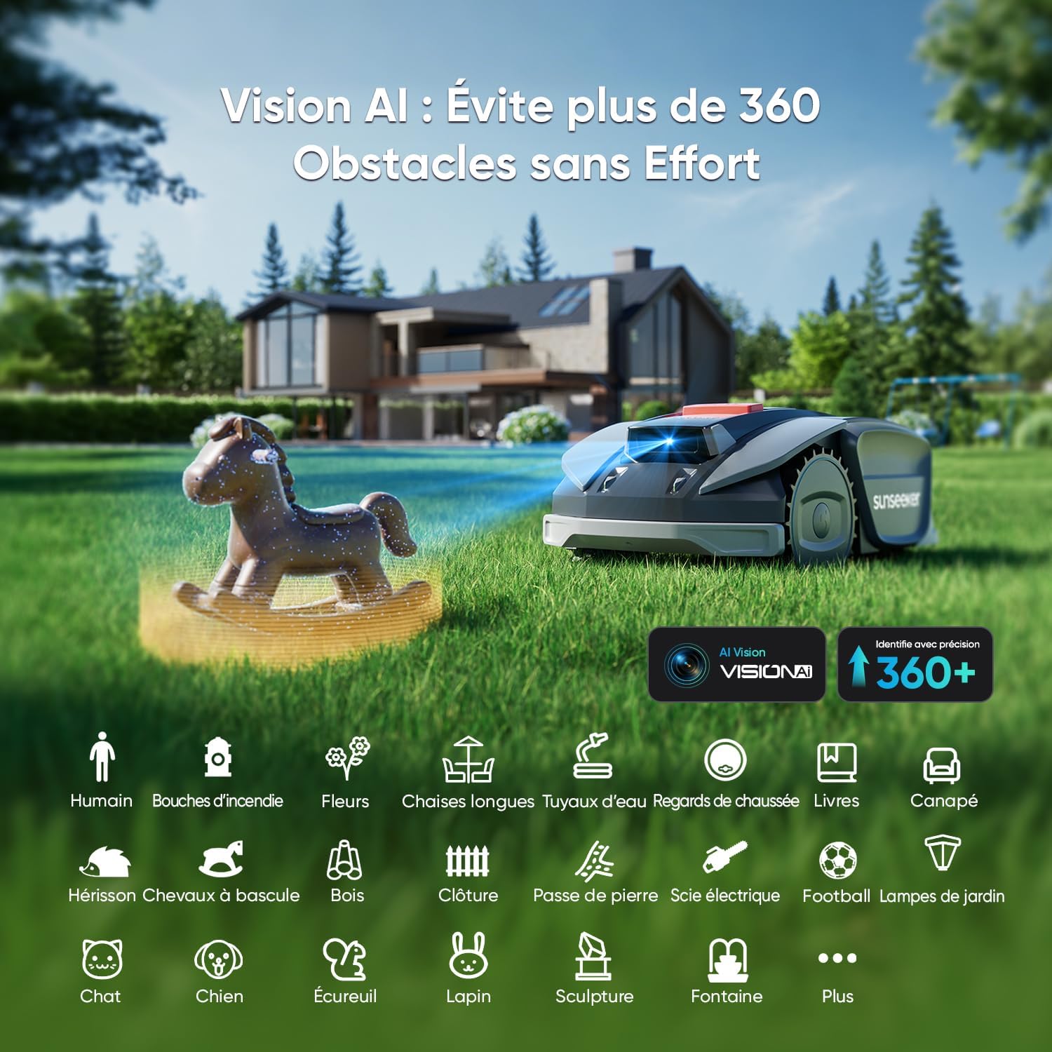 Sunseeker - S3 série - 800m² - RTK+Vision IA, multi-zones, app, S3