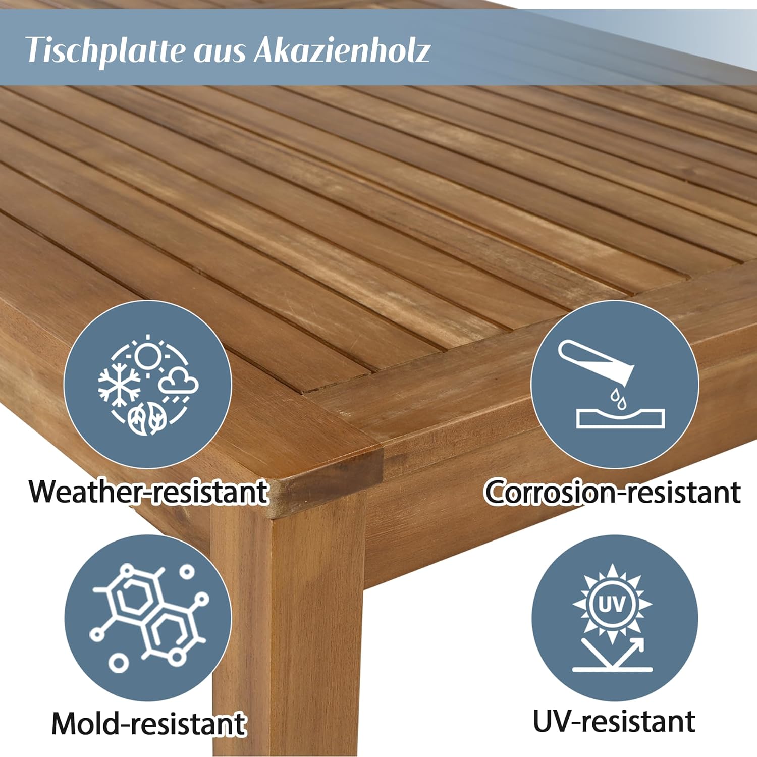 Sapgaks - Ensemble salon jardin d'angle 5p - Acacia et corde tressée - Table basse