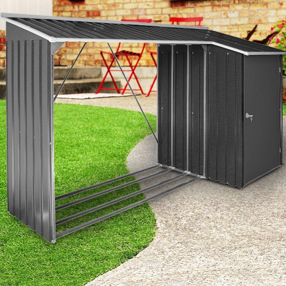 Duramax - WoodStore Combo - 8x3 ft - abri bûches métal, porte cadenassable, sol surélevé