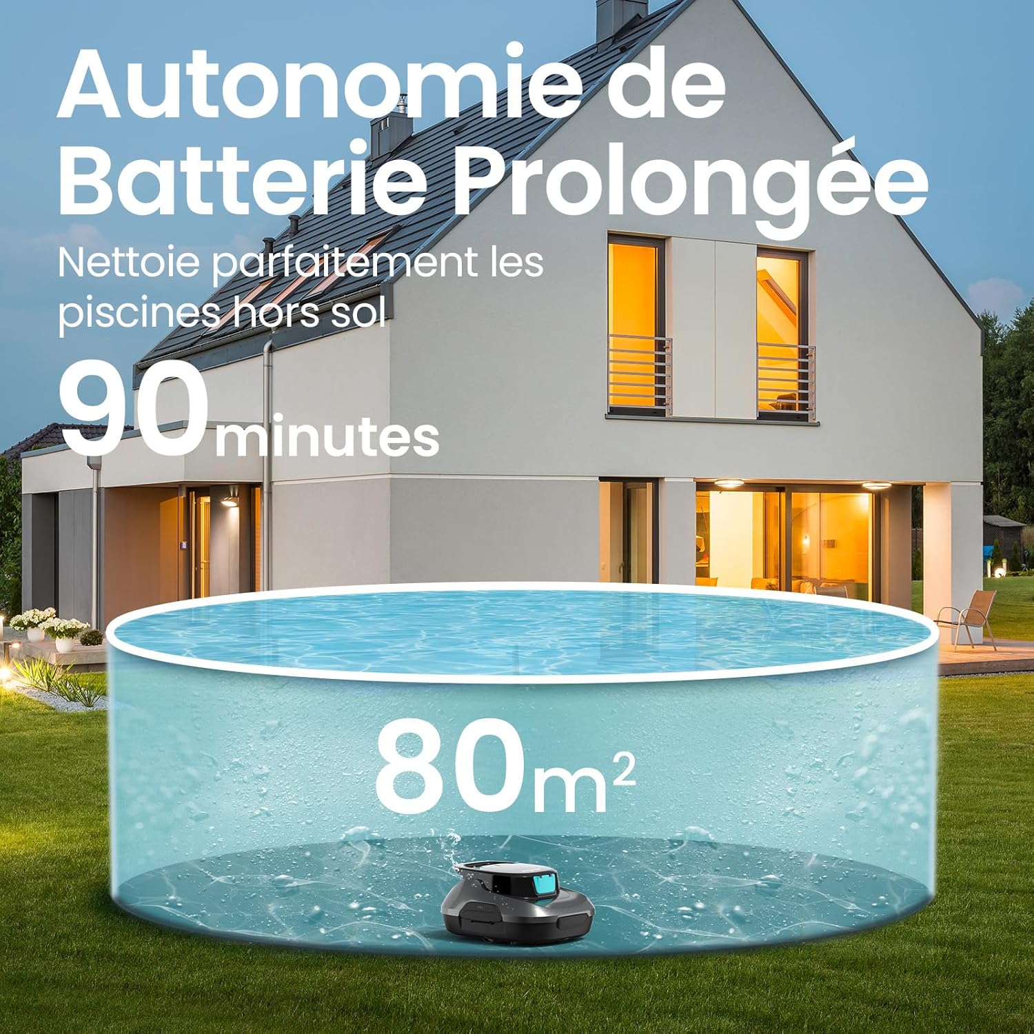 AIPER - Scuba SE - compact, sans fil, 90min, 80㎡, station auto