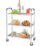MOOTACO Chariot de Service INOX Service desserte de Cuisine INOX 3 étagères 4 Tailles de Restaura...