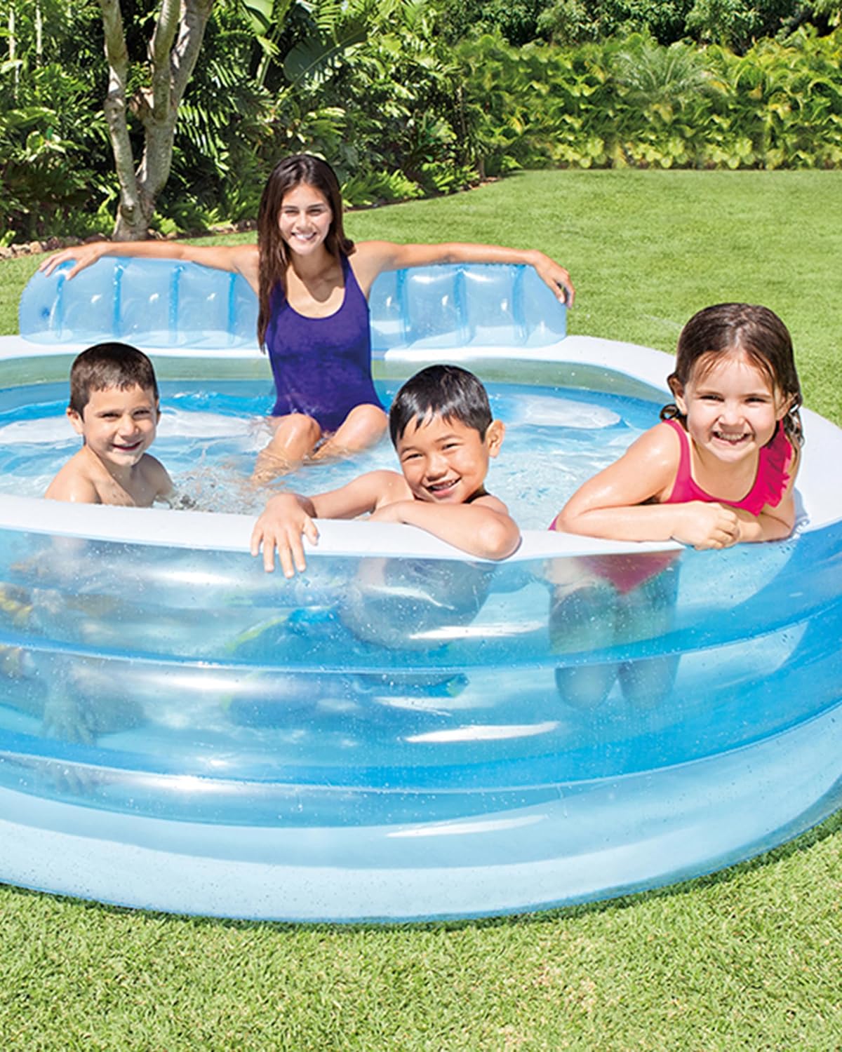 Intex 57190EP Swim Center Family Lounge Piscine Ronde Gonflable Bleu 90 x 86 x 31 cm