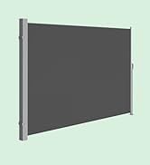 Grand écran d'intimité extérieur rectangulaire ou séparateur avec panneau en tissu gris foncé tendu entre deux poteaux métalliques. Design élégant et moderne adapté aux patios ou aux jardins