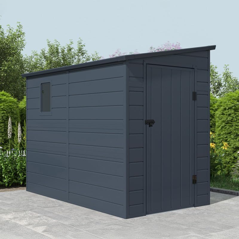 Jôbu - Abri adossé en résine 3,55m², fenêtre, aération, kit, acier