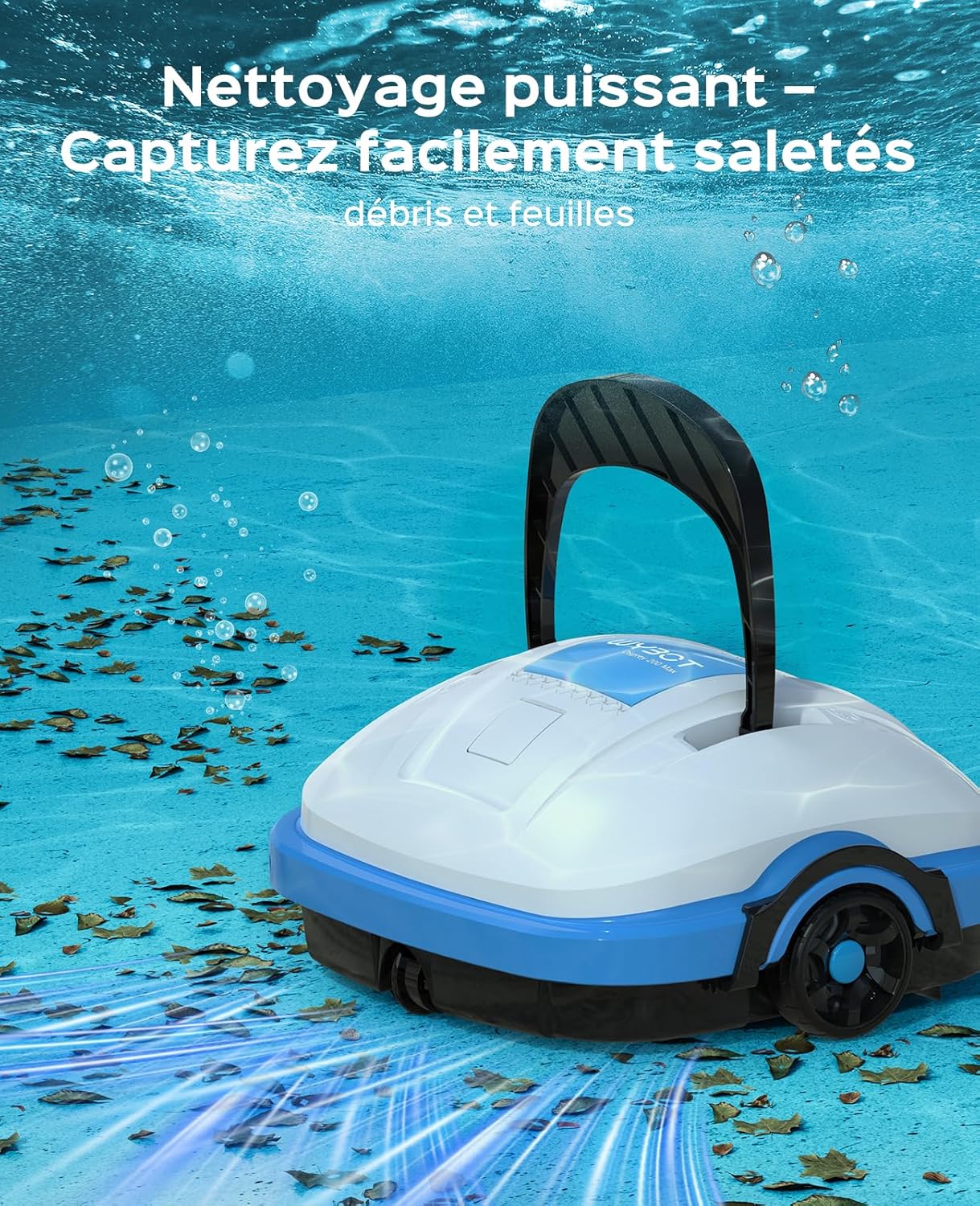WYBOT Osprey 200 Robot Piscine,Aspirateur Piscine sans Fil,Stationnement Automatique,Moteurs Doubles Nettoyeur de Piscine,Filtration 180 µm,pour Piscines Hors Sol 50m²-Blanc