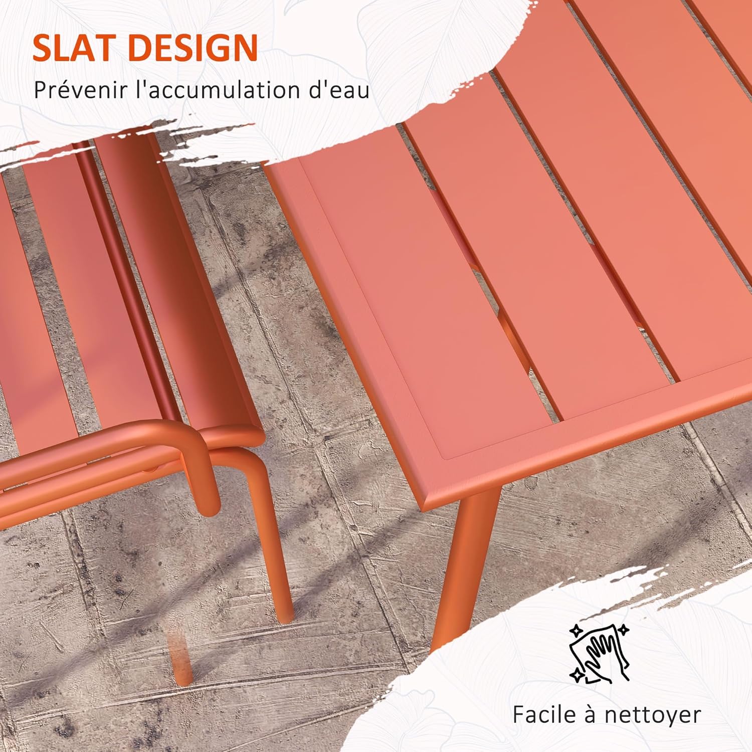 Outsunny - salon de jardin 7 pièces - table + 6 chaises acier rouge