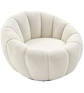 Vente-Unique Fauteuil pivotant Cossato - Tissu bouclé - Blanc