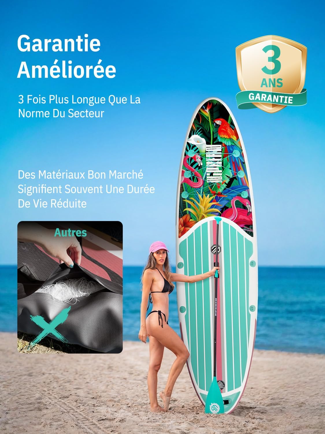 Niphean Paddle Gonflable Adulte avec Tous Les Accessoires, 320cm Planches de Stand Up Paddle Gonflables pour Tous Les Niveaux, Sup avec Capacité 200 kg pour 2 Personnes, Paddle Gonflable avec Siège