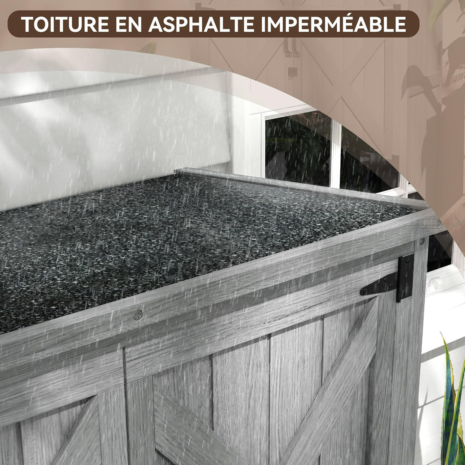 Outsunny - Armoire sur pied bois massif 90x54.5x161/168.5 cm toit incliné
