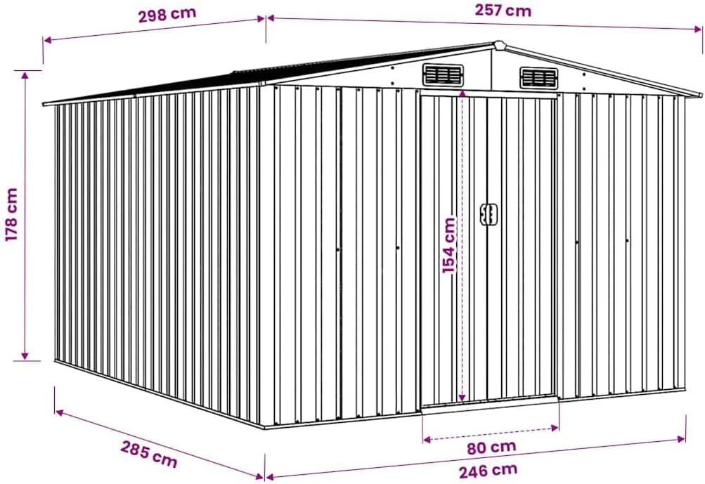vidaXL - Abri de jardin métal 257x298x178cm anthracite, cabane à outils
