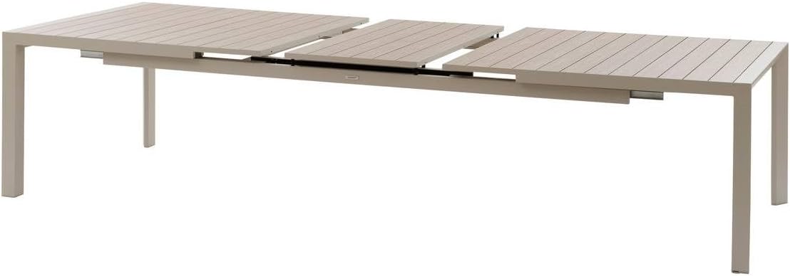 Hespéride - Evasion Argile - table extensible 14 places - aluminium bois antirouille, rallonge