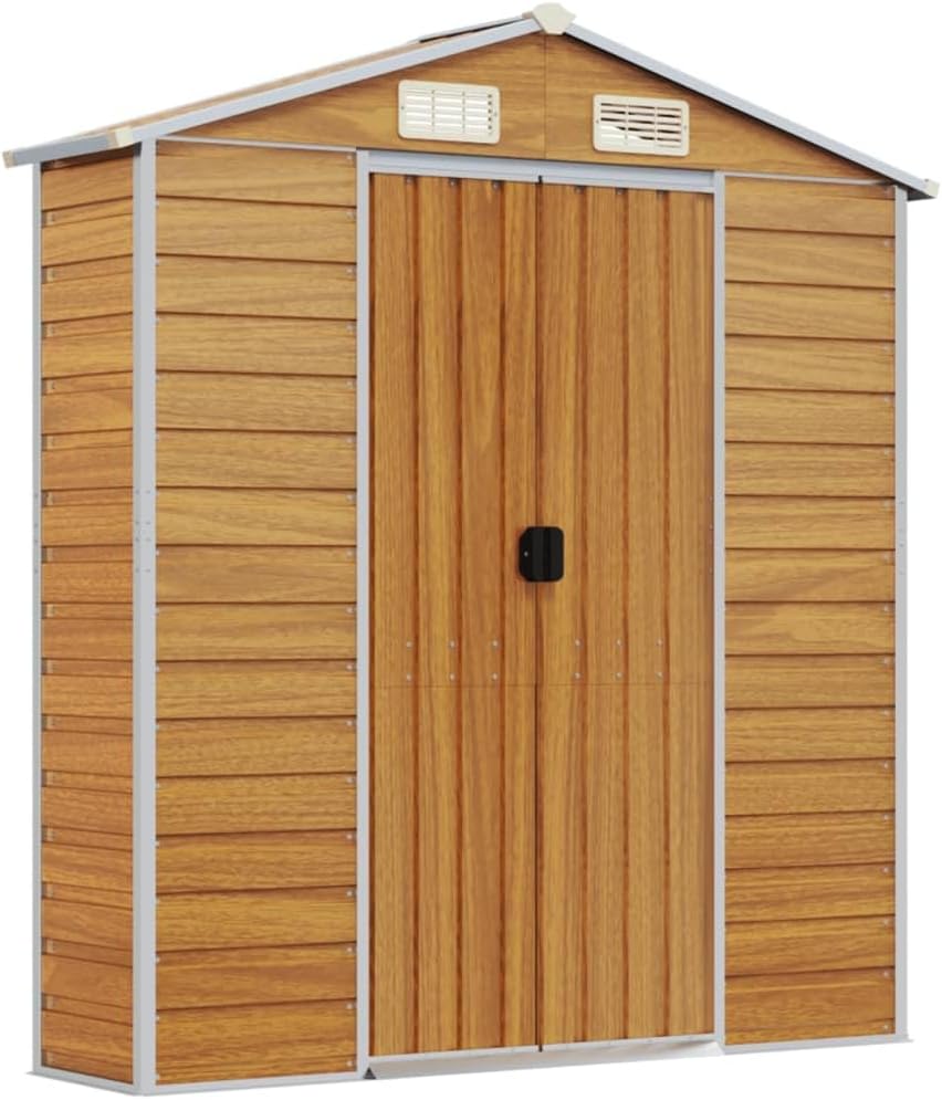 vidaXL Abri de Jardin Marron Clair 191x725x198 cm Acier galvanisé