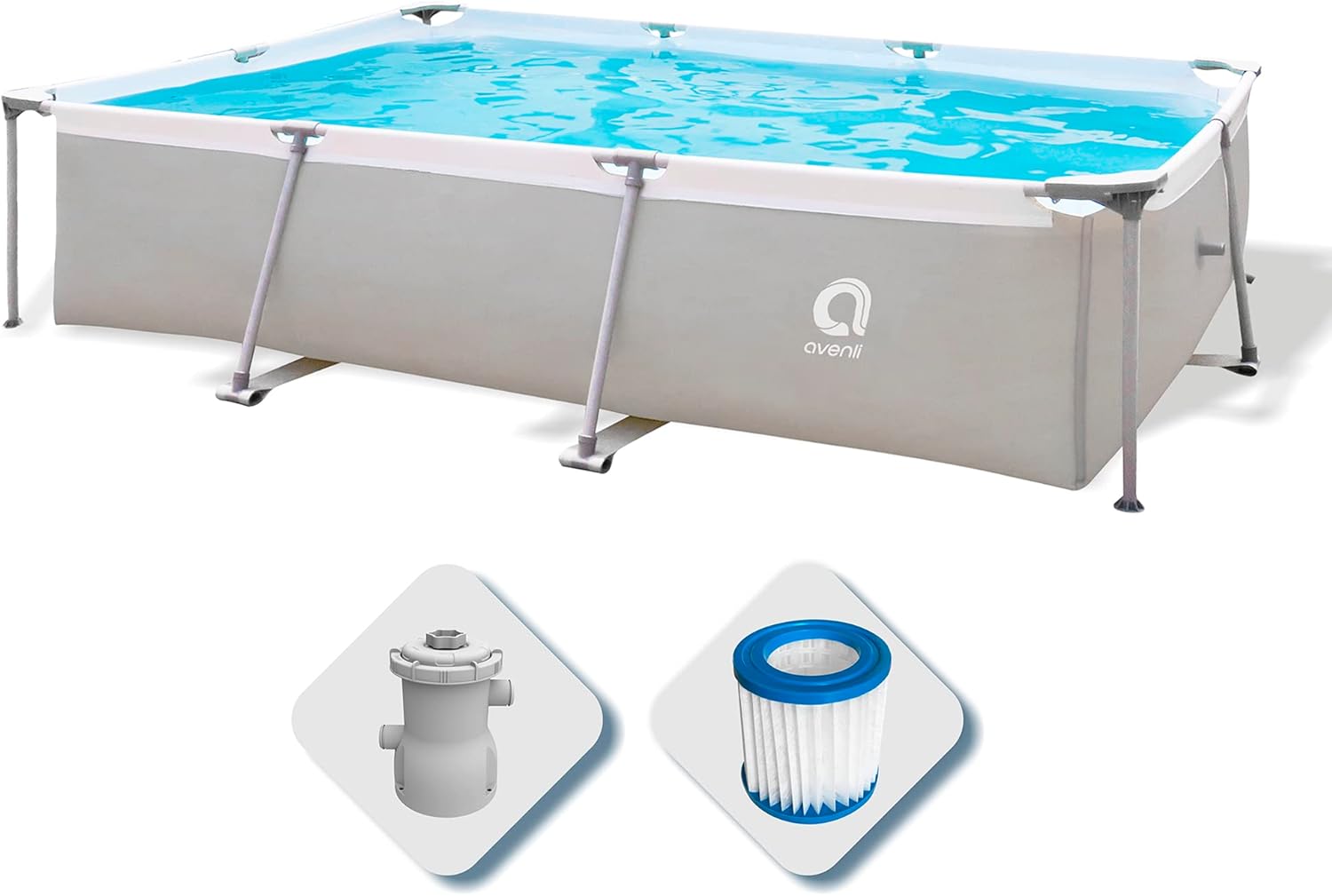 Avenli - Piscine rectangulaire structurelle - gris - montage facile