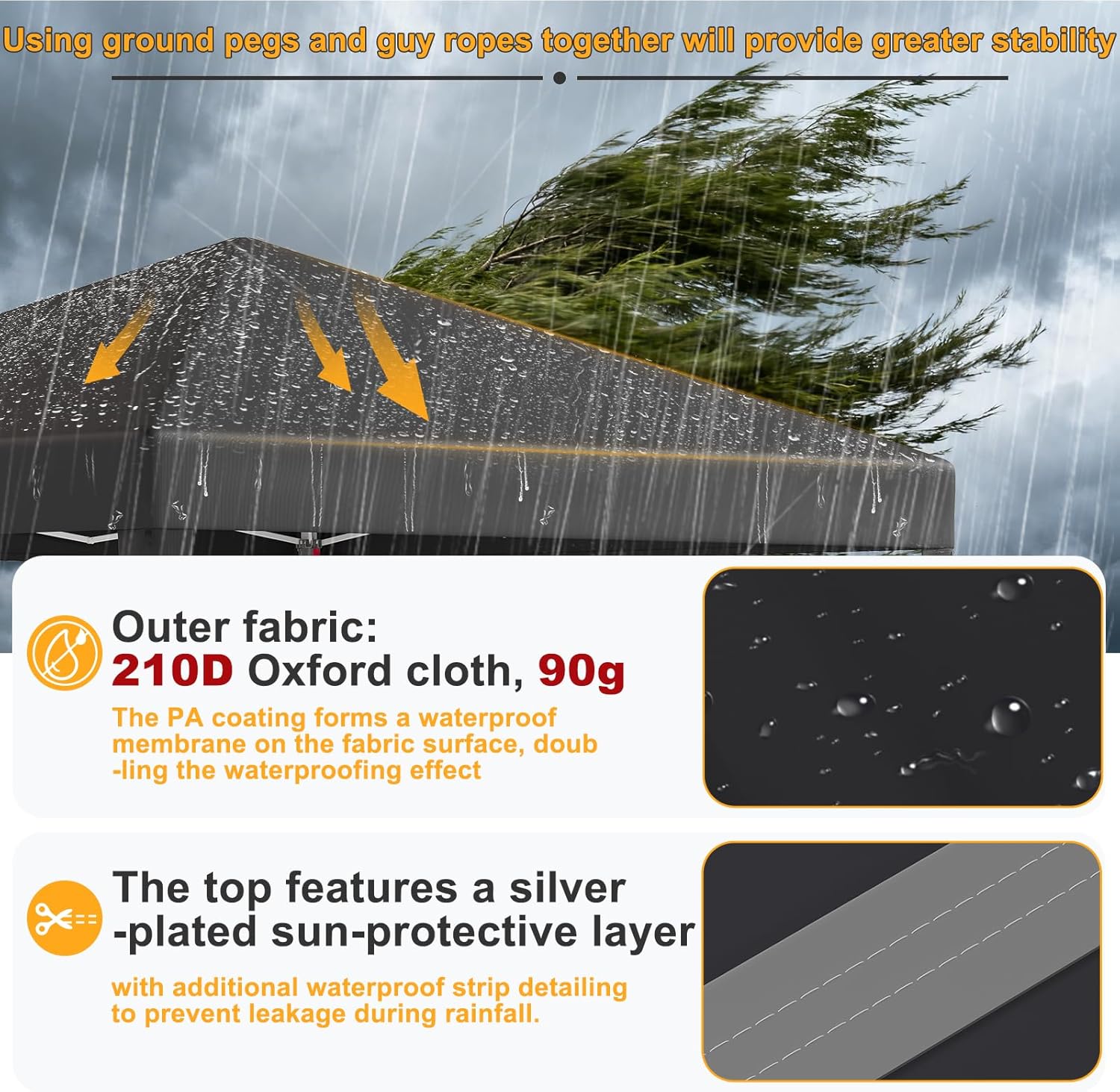 JUMMICO - tonnelle pliante - 3x3m - réglable, anti-UV, imperméable