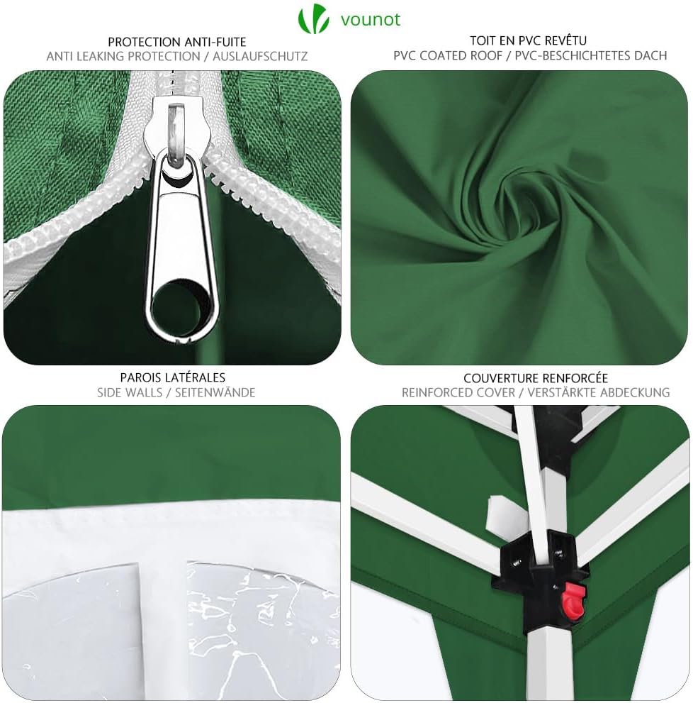 VOUNOT - tonnelle pliante série jardin 3x3m 4 côtés sacs transport