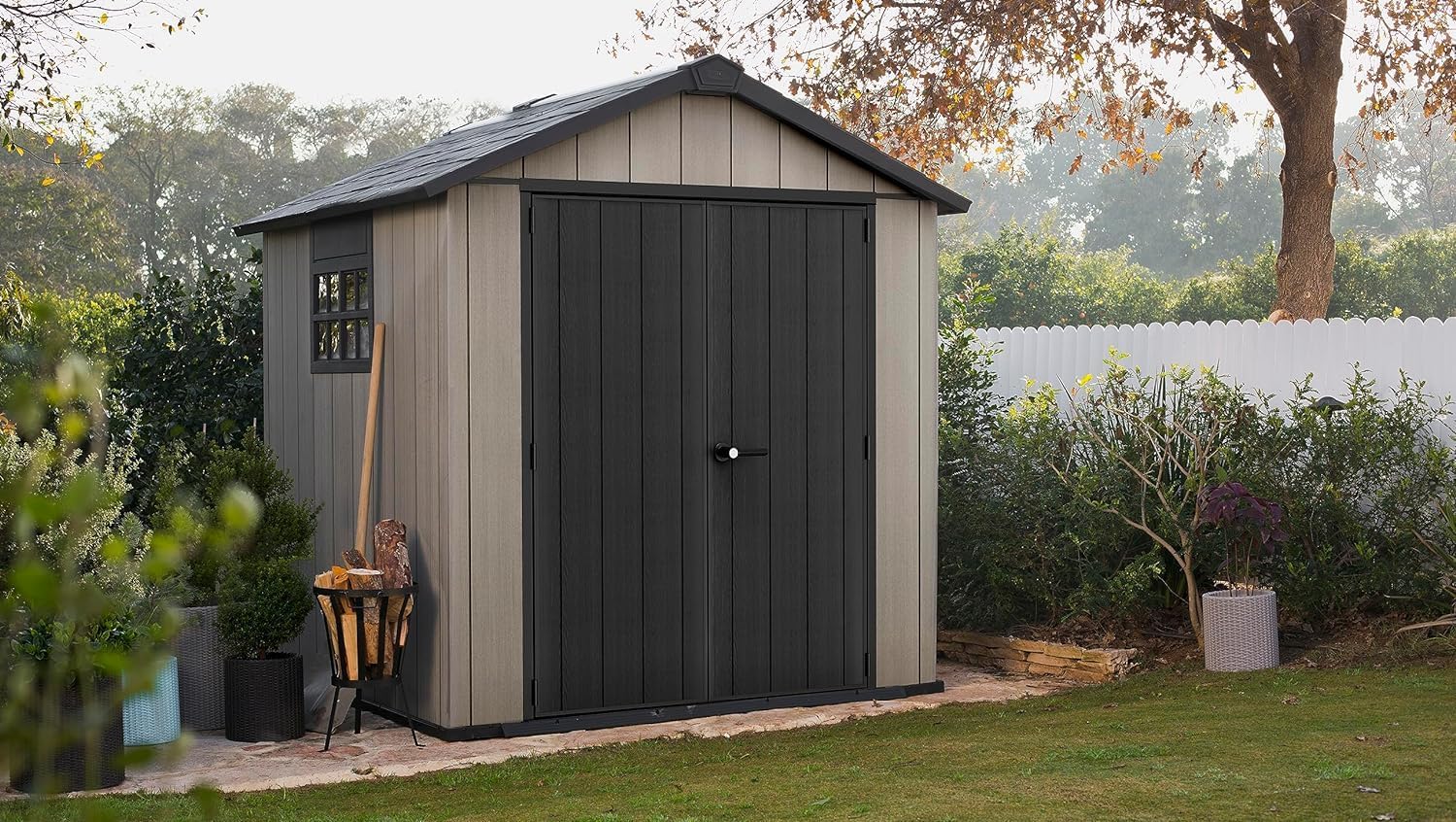KETER - Oakland abri de jardin résine 4,5 m² double porte bois 757