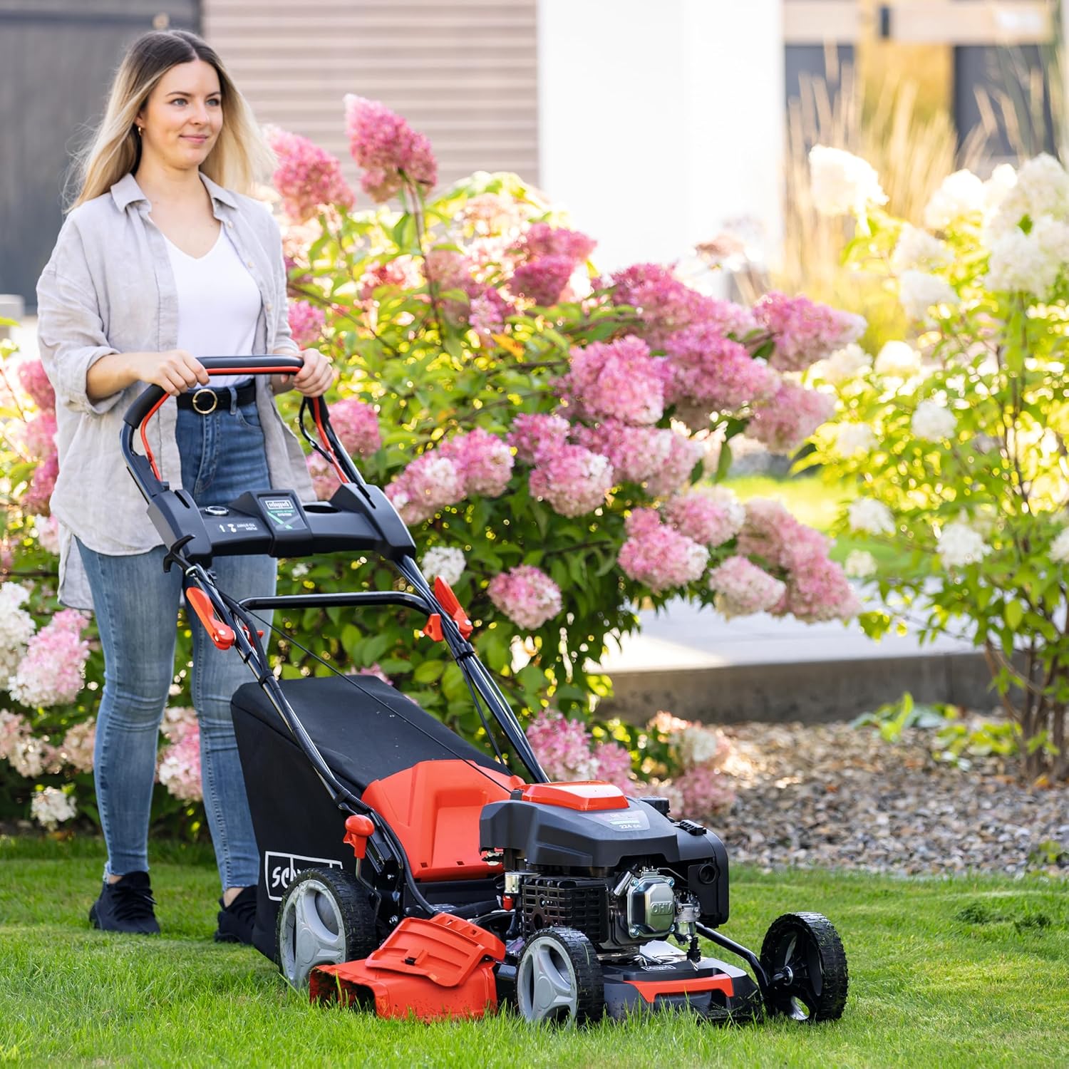 Scheppach - Tondeuse hybride 53 cm, 4400 W, 65 L, démarrage électrique - MS225-53E