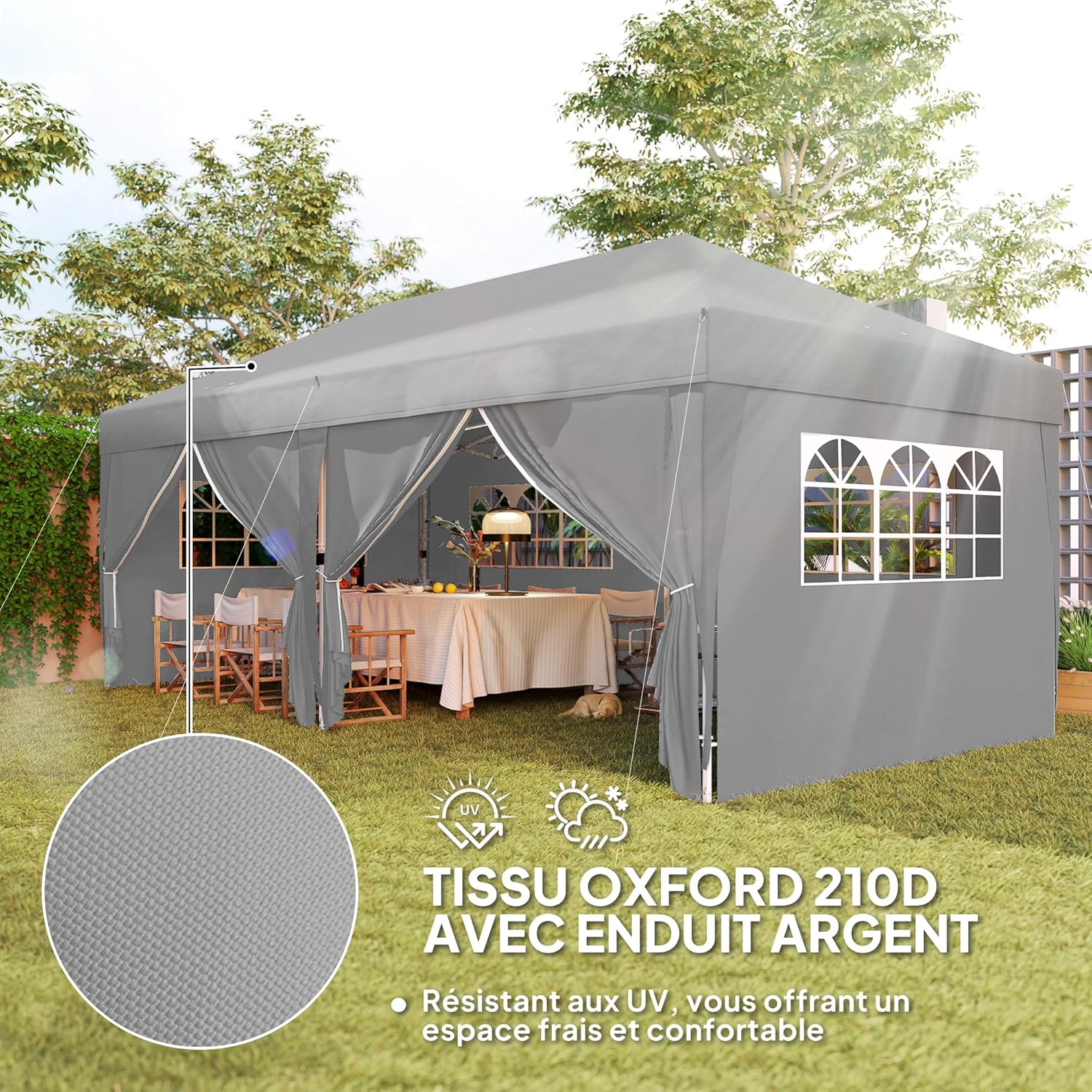 Outsunny - tonnelle pliante série Pop-up - 3x6m - 6 parois, sac transport, gris
