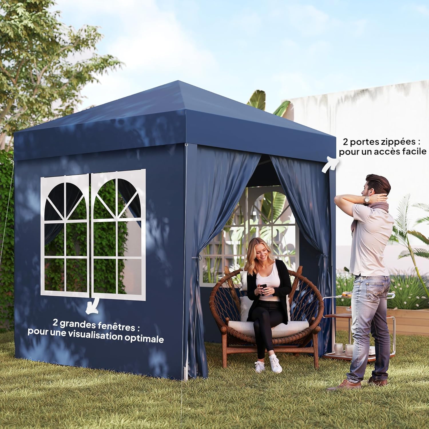 Outsunny - tonnelle pliante pop-up 2x2m - acier, UV, 4 côtés amovibles
