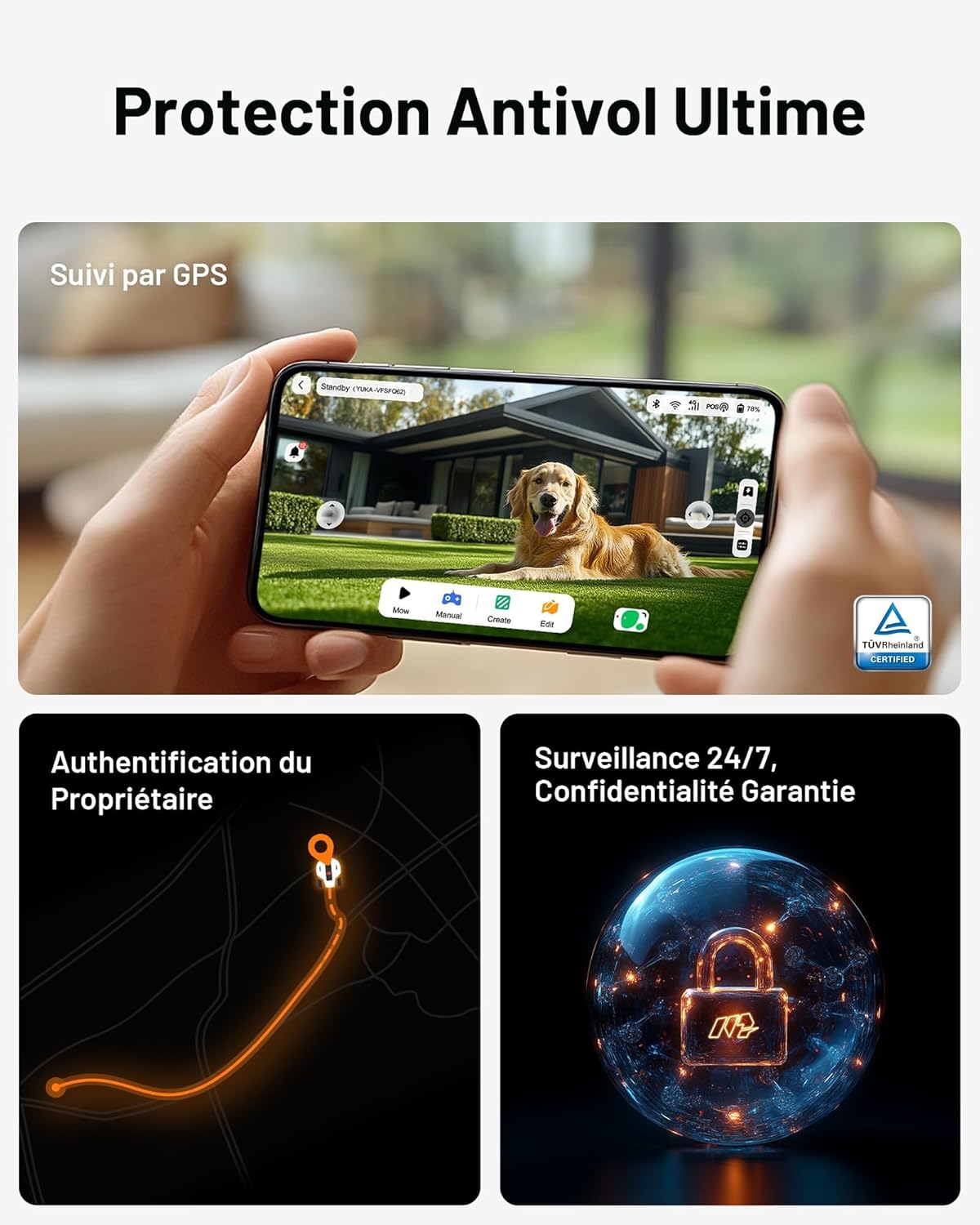 MAMMOTION - YUKA 2000 - 2000-2400m² - robot tondeuse sans fil, RTK+Vision, double disque, 4G