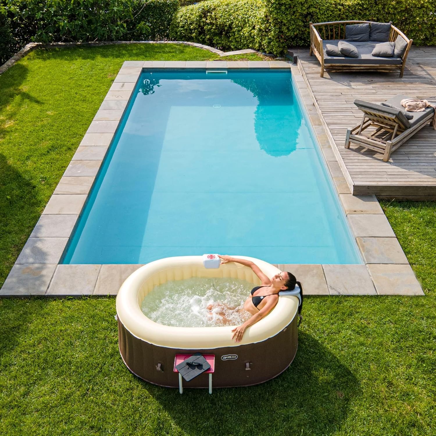 Ease.Zone - Bain à remous Ovale - 190x120x65 cm - Pompe 30 W, 550 L