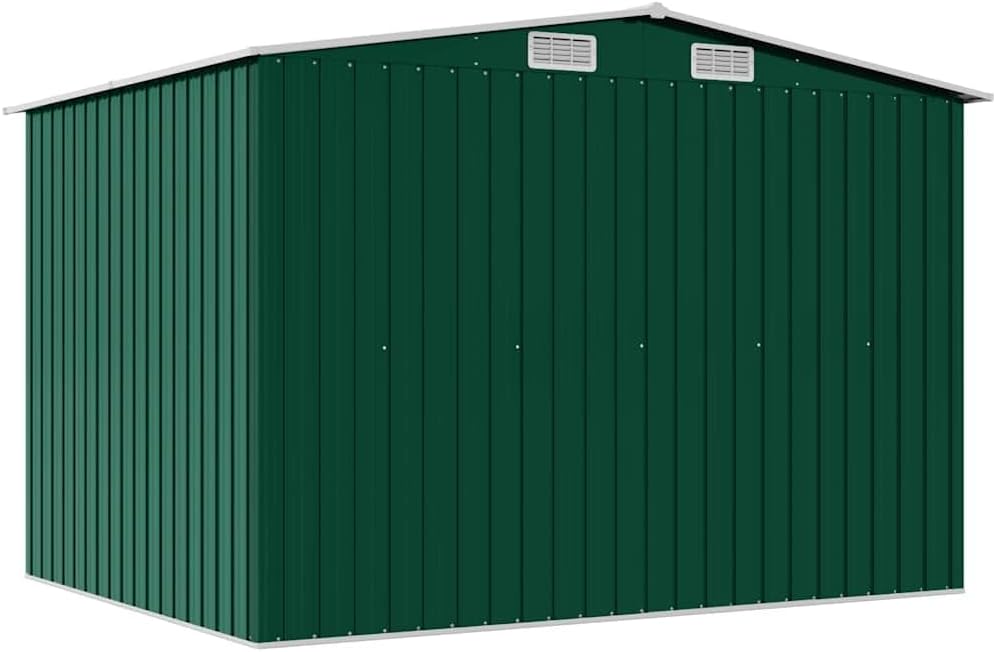 Abri de jardin métal vert - 257x205x178 cm - grande capacité de stockage