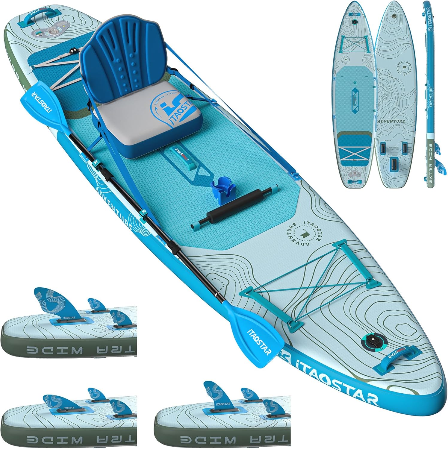 iTAOSTAR - Adventure - 365×88cm - paddle XXL, siège, 5 ailerons