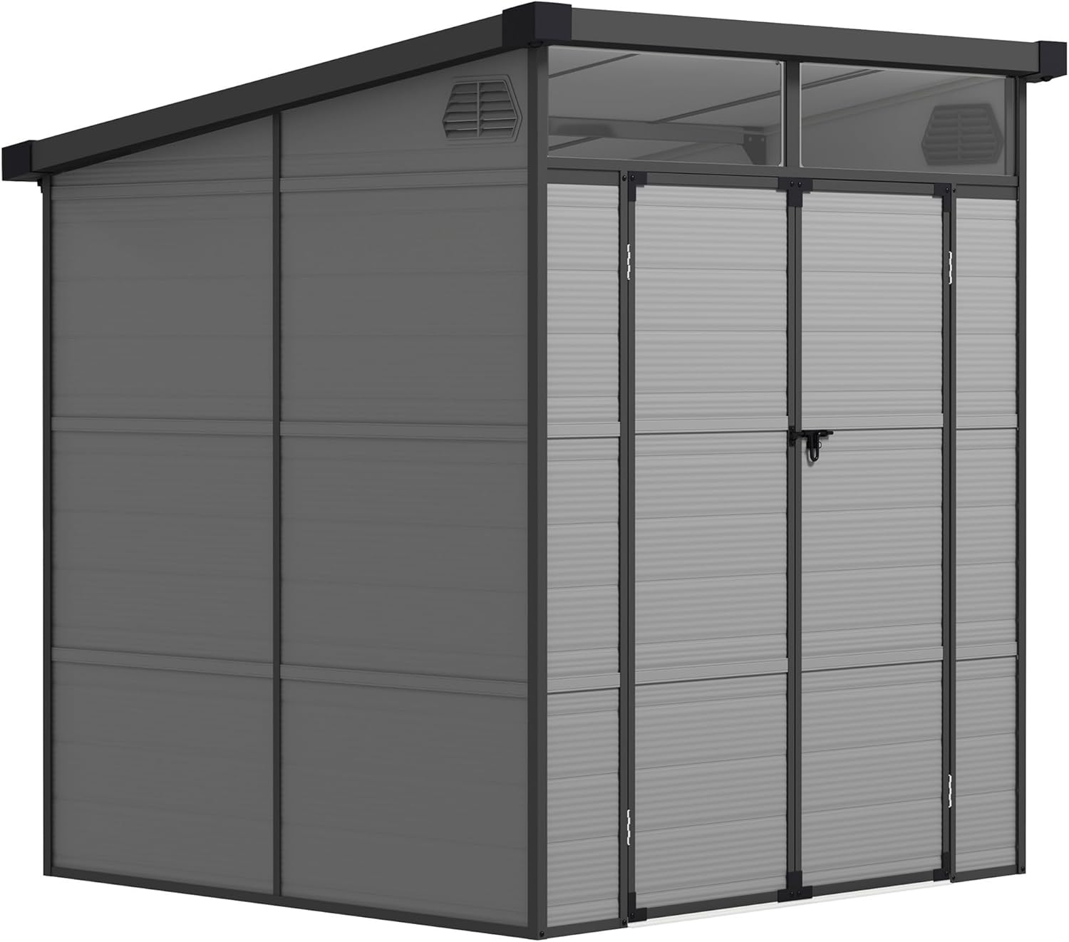 Outsunny - Abri de jardin polypropylène - 190x191x215 cm - double porte fenêtre aérez, gris clair