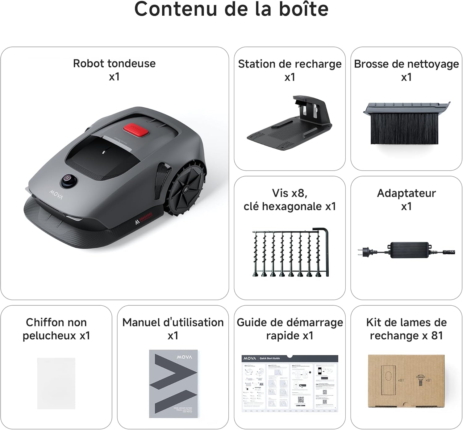 Robot tondeuse - MOVA 600 Kit - 800 m² - LiDAR 3D, 81 lames, contrôle app MOVA600