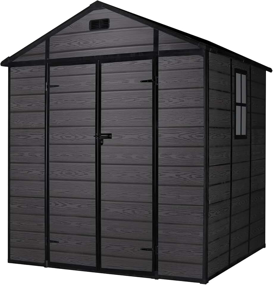 Wasabi - Aqua abri jardin résine 4,6 m², PVC, double porte, fenêtre