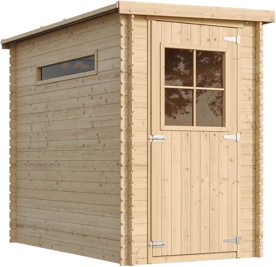 Timbela - Abri de jardin bois avec sol, 239x144x198 cm, toit étanche, fenêtres, M306+M306G