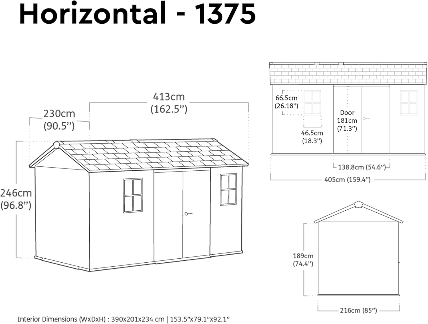 KETER - Newton Plus - abri de jardin 8,6m² gris bois - 1375-8