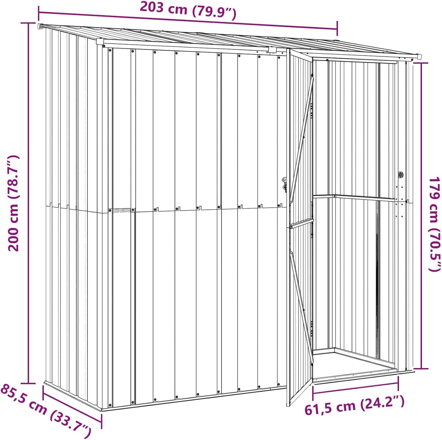 vidaXL - Cabanon anthracite - 203x85,5x200 cm - métal, résistant, moderne