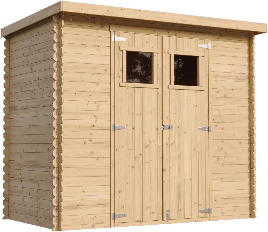 TIMBELA - abri de jardin série M - 239x142x200 cm - bois, toit étanche, fenêtres - M310