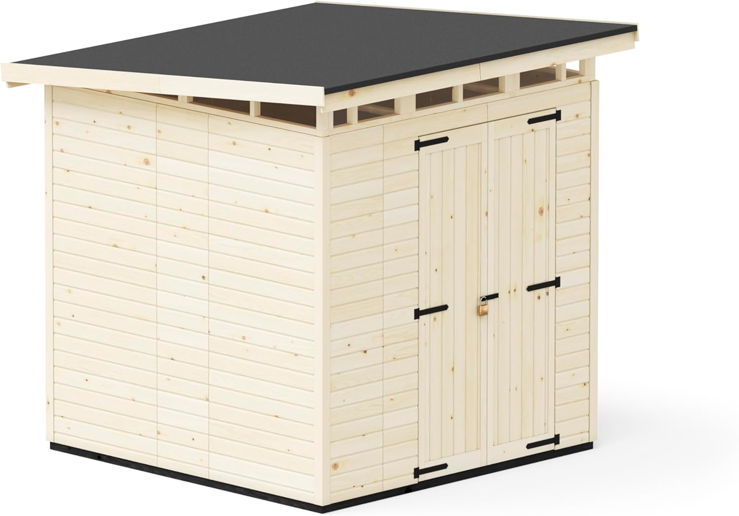 Upyard Abri de Jardin Strongbox XL - Robuste Cabane à Outils en Bois avec Fondations Imprégnées et Toit en Plastique Extra-Résistant, 203x203 cm, Naturel