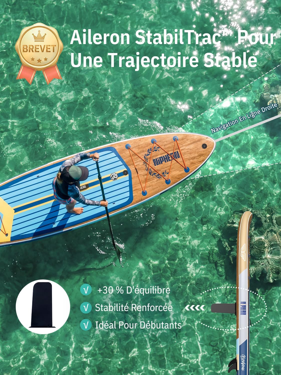 Niphean - Extra Large Paddle - XXL - 2+1 personnes, housse étanche, aileron équilibré