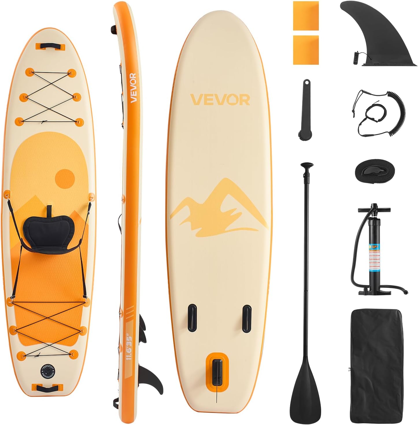 VEVOR - Paddle gonflable avec siège - 323x83,8x15,2 cm - ultra-léger, accessoires complets