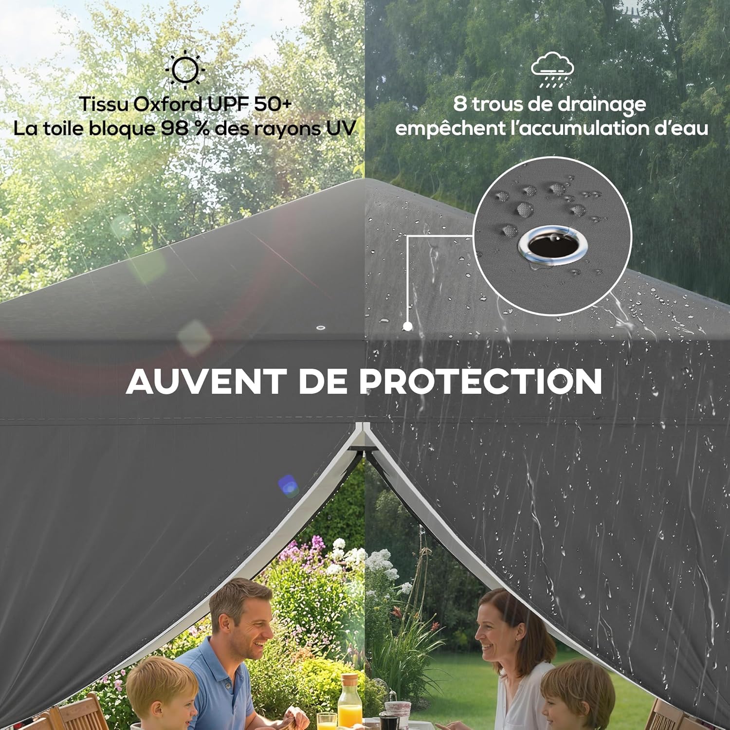 Outsunny - tonnelle pop-up Series - 2,5x2,5m - protection UV50+, 4 parois, sac transport, hauteur réglable