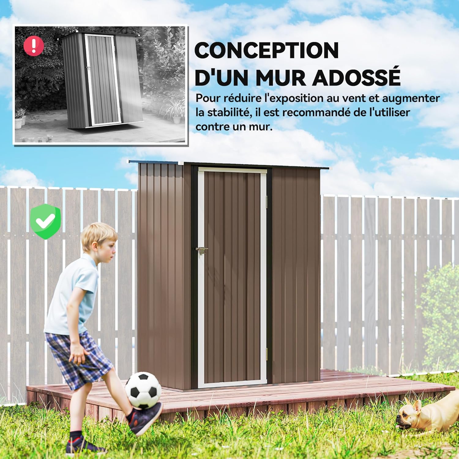 Outsunny - abri de jardin acier galvanisé 142x86x189cm - porte verrouillable 1m²