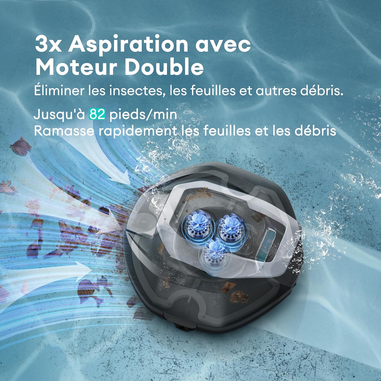 Ultenic - Pooleco 10s - 80㎡ - robot piscine sans fil, APP, 90min, haute aspiration
