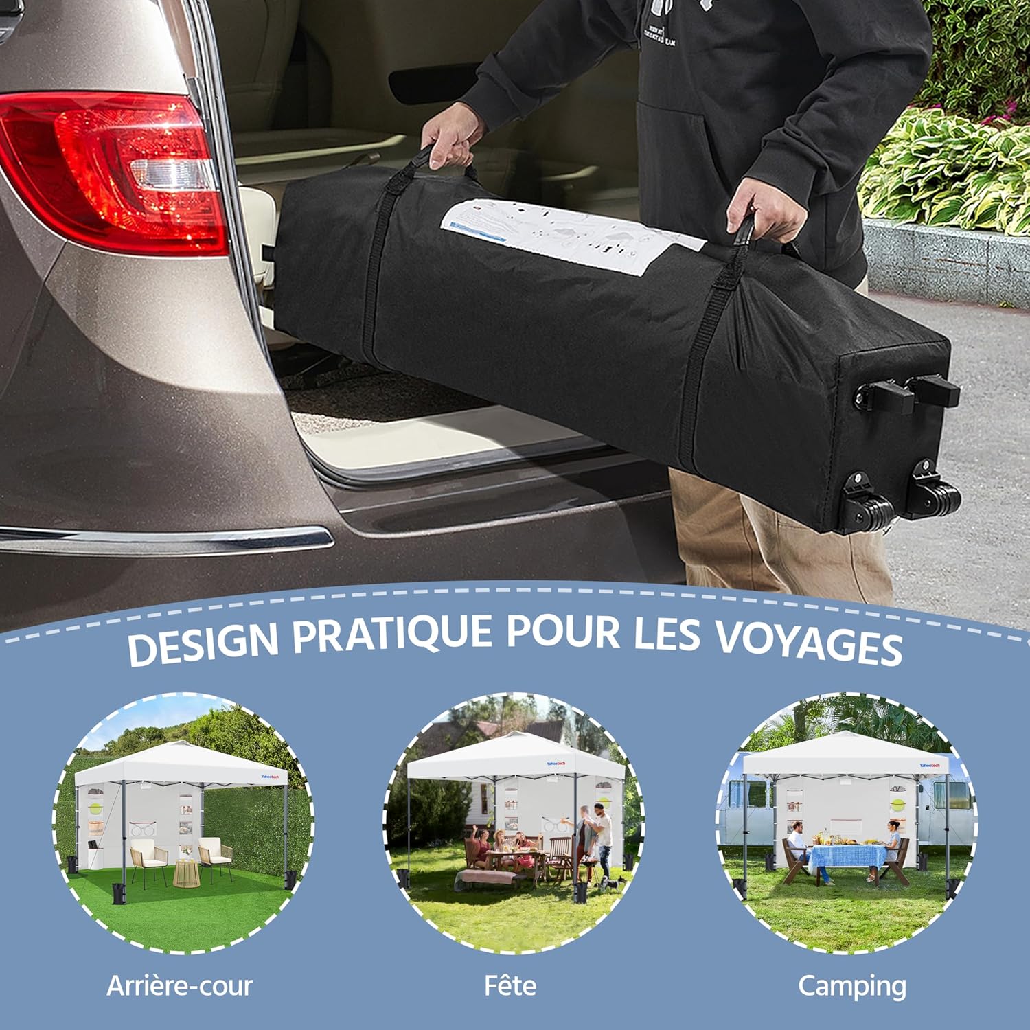 Yaheetech - tonnelle pop-up, pliable, latérales, réglable, imperméable, anti-UV - pour jardin terrasse camping