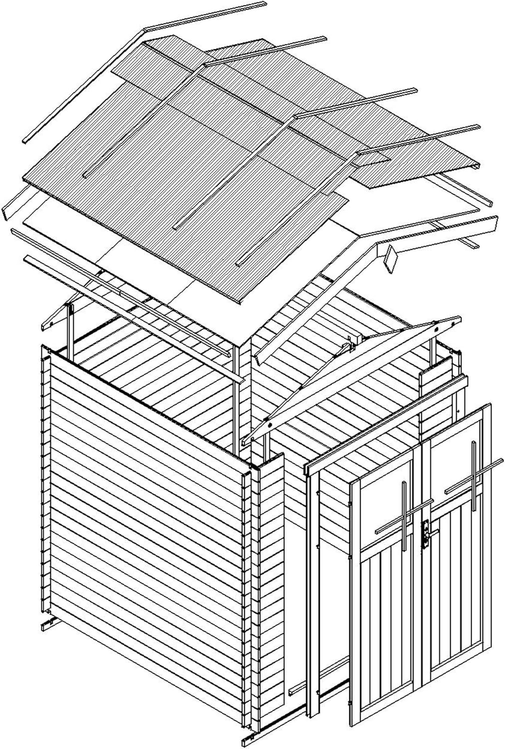 Abri de Jardin en Bois - Stockage extérieur I196xL136xH218 cm/ 1.98 m2 Petit abri à Outils, Local à vélos - TIMBELA M367F