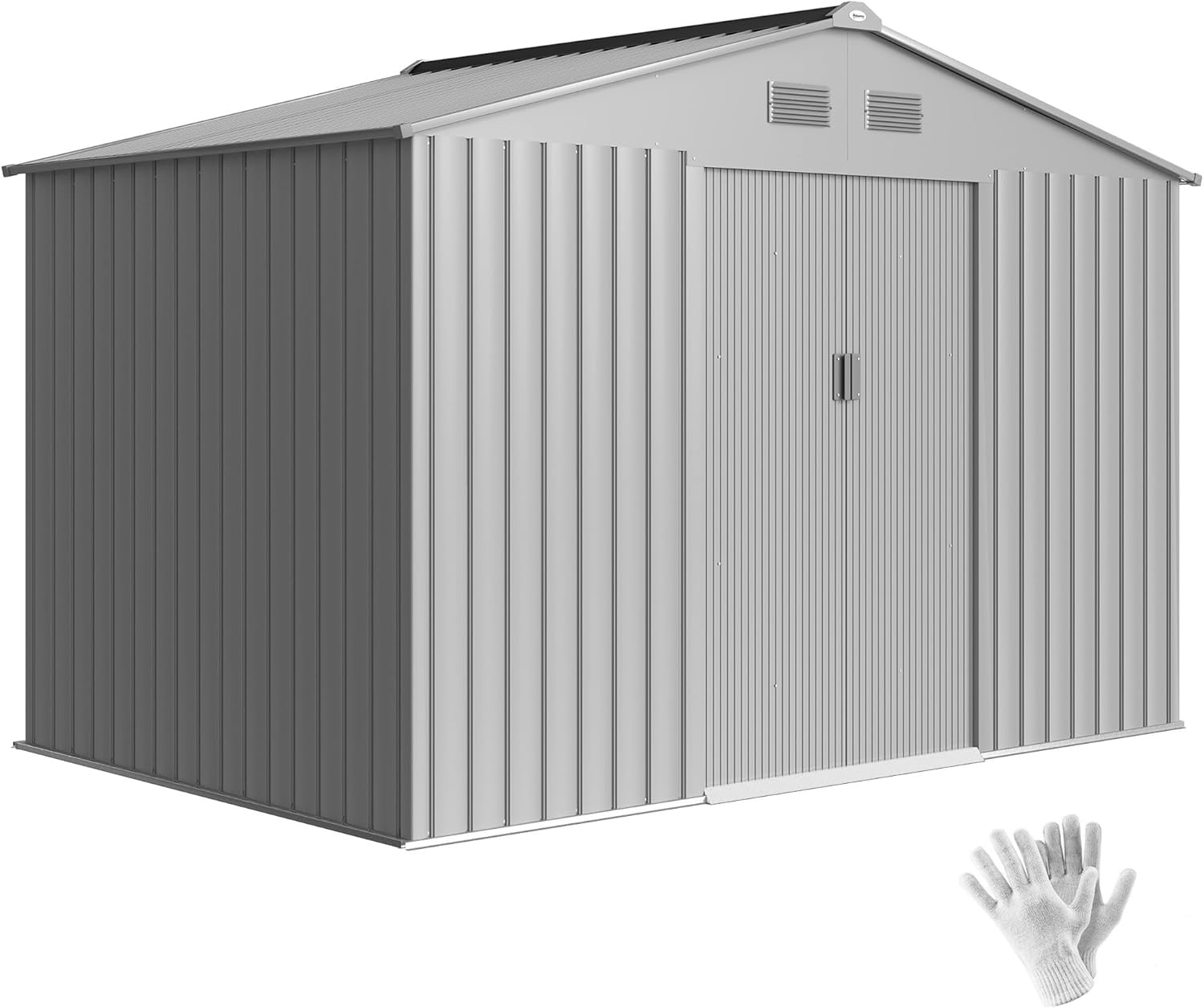Outsunny - abri de jardin 4,9 m², 277x195x192 cm, porte coulissante, ventilation, kit fondation