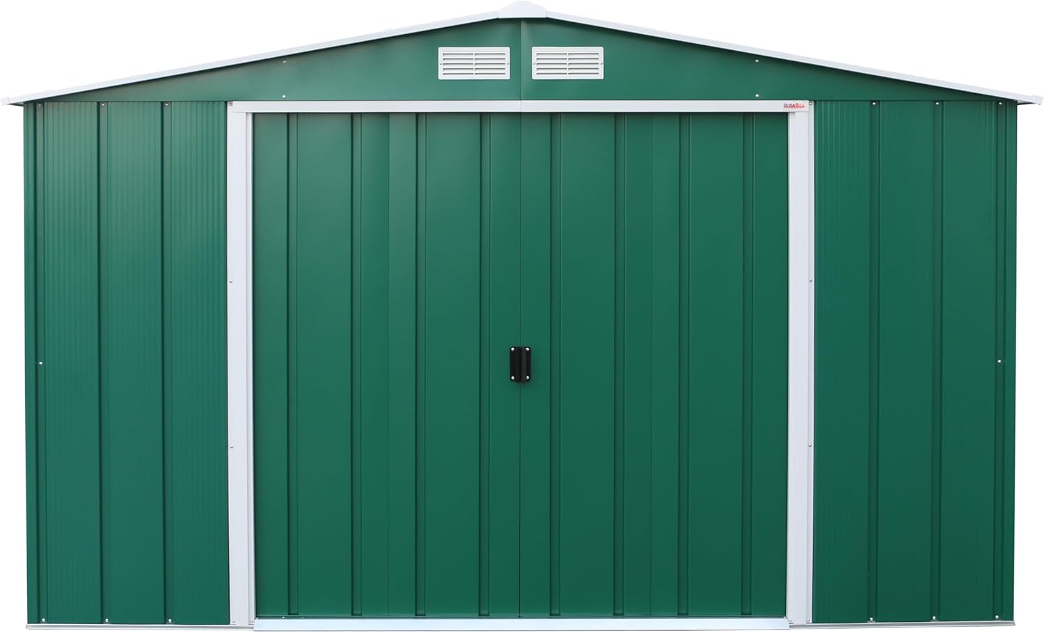 Duramax ECO 10 x 10 (9.16 m²) Abri de Jardin en Métal Galvanisé à Chaud, Structure de Toit Renforcée, Sans Entretien, Vert