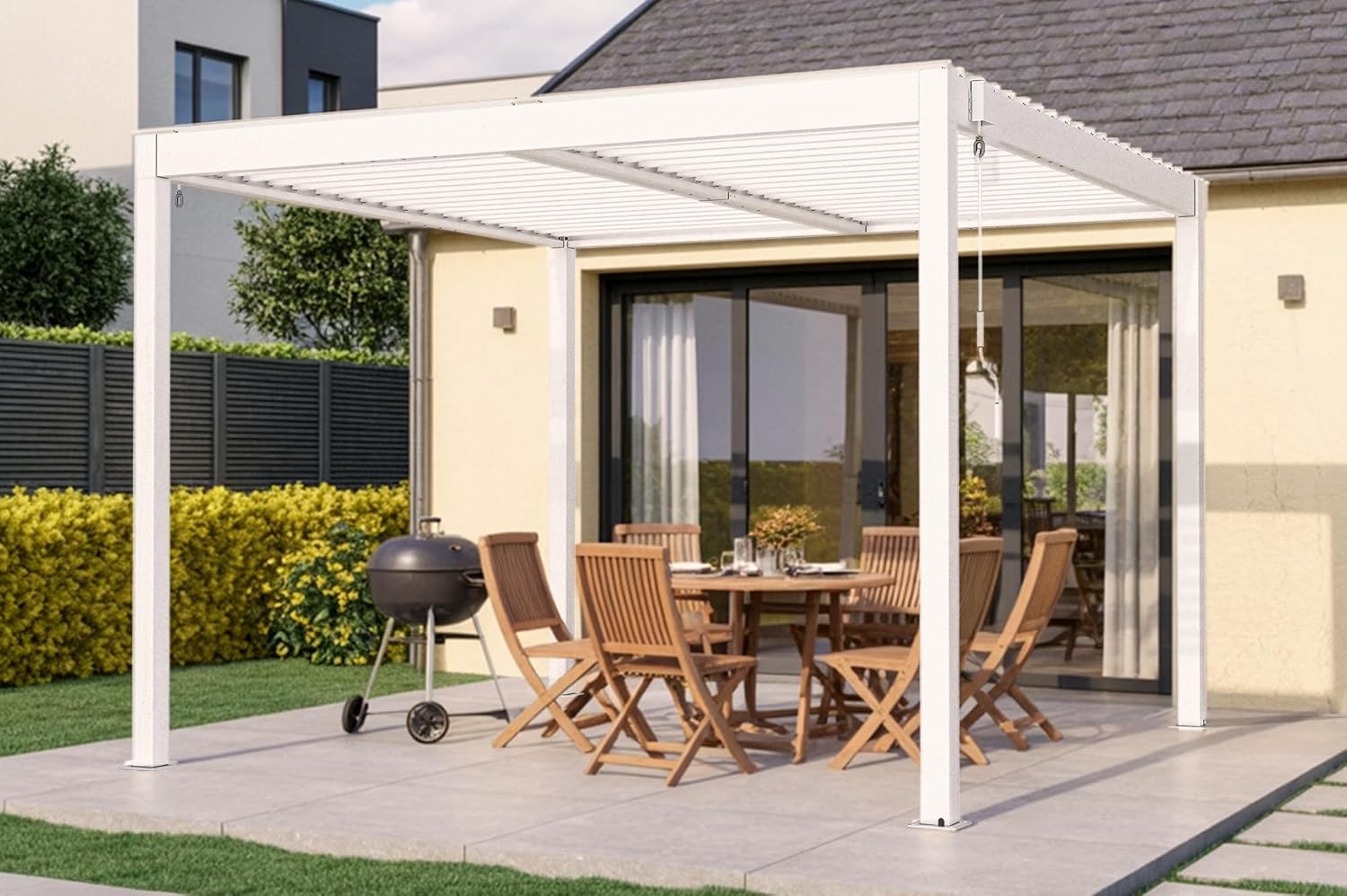 CAZEBOO - Piana - 3x3 m - pergola alu blanc, lames acier orientables