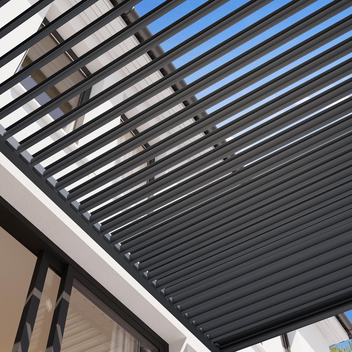PRIMEYARD - Pergola aluminium série lames acier 3x4m anthracite