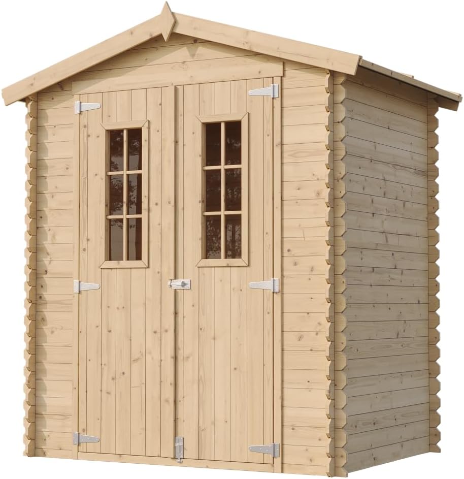 Abri de Jardin en Bois avec Sol TRAITÉ - Stockage extérieur I196xL136xH218 cm/ 1.98 m2 Petit abri à Outils, Local à vélos - TIMBELA M367C+M367G